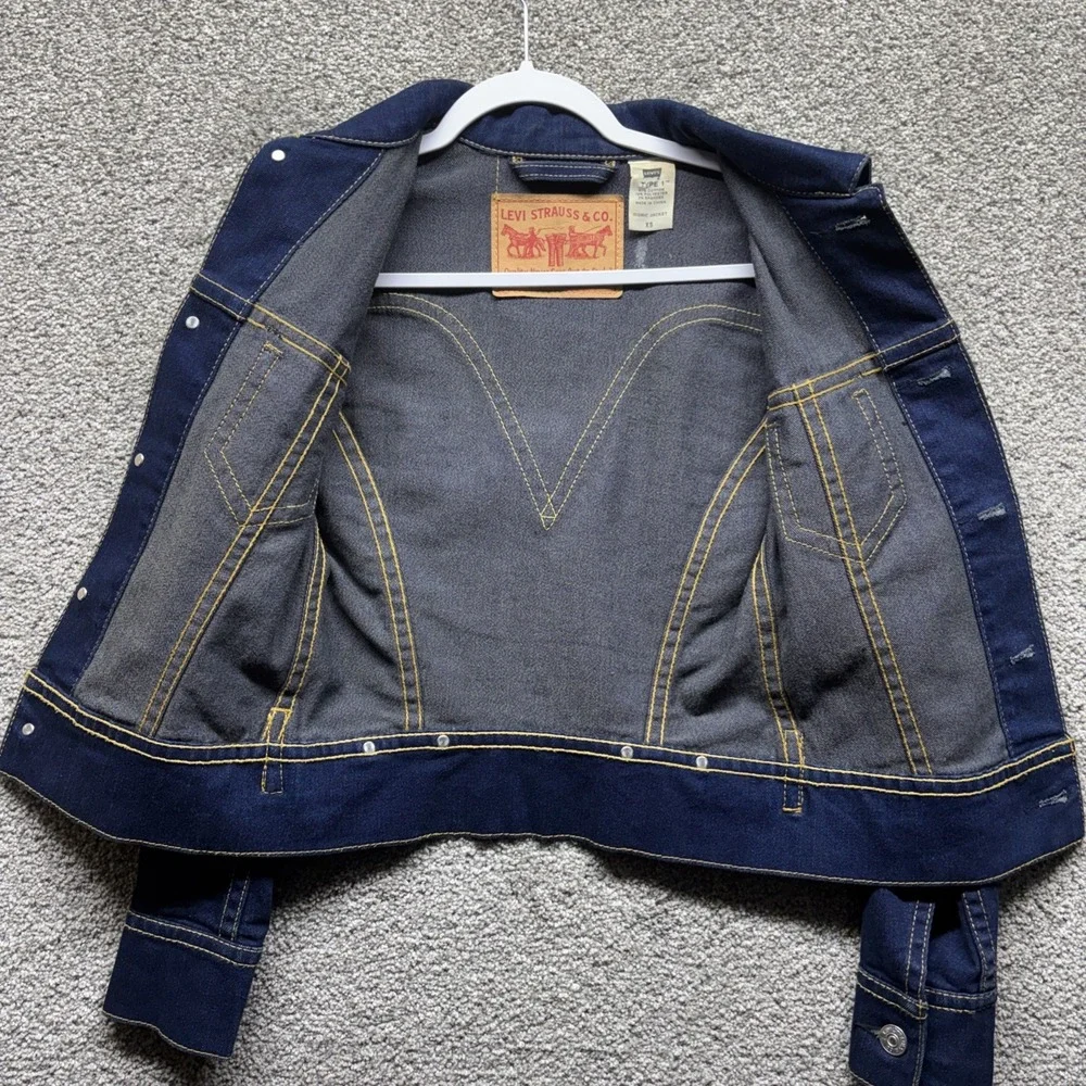 Levi's Denim Vintage‎ Jacket Womens XS Dark Blue Type 1 Iconic Trucker Jacket